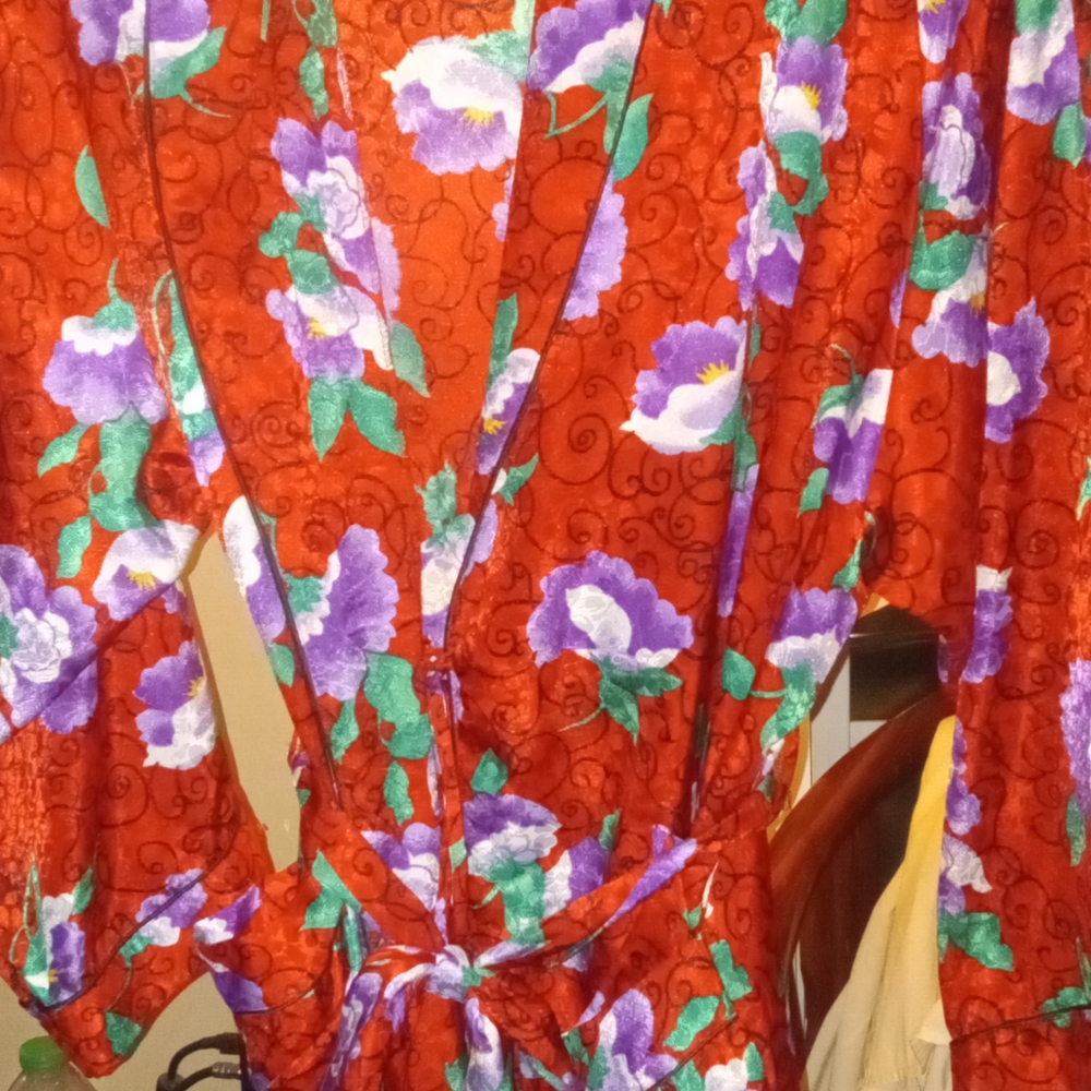 Floral Red and Purple Women's Robe